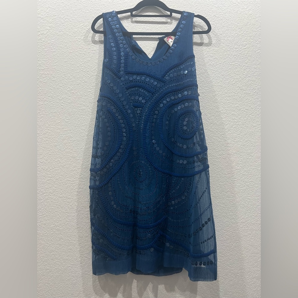 Yoana Baraschi Blue Dress with Circular Accents